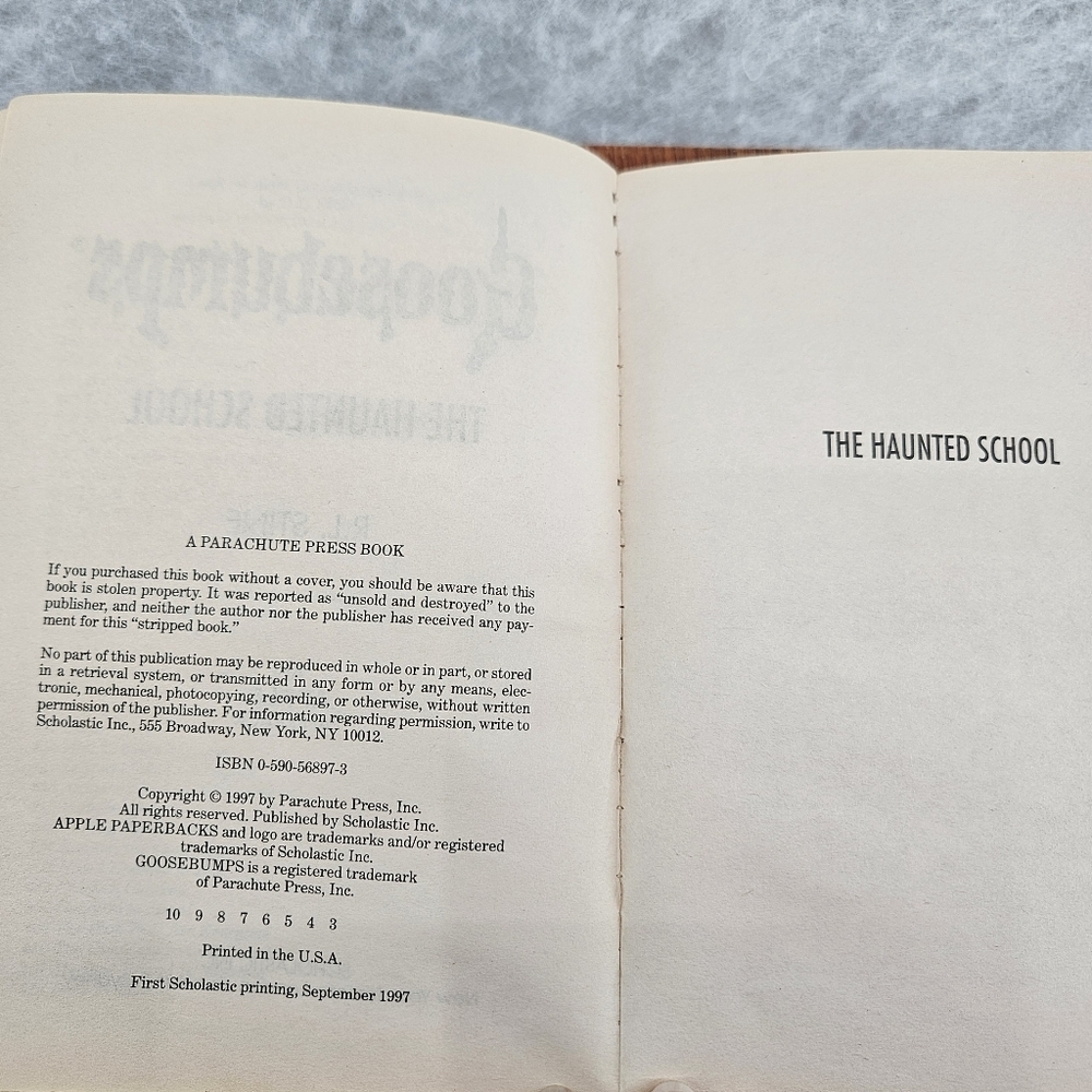 RL Stine Goosebumps #59 The Haunted School, 1997 First Scholastic Printing PB - Picture 5 of 5